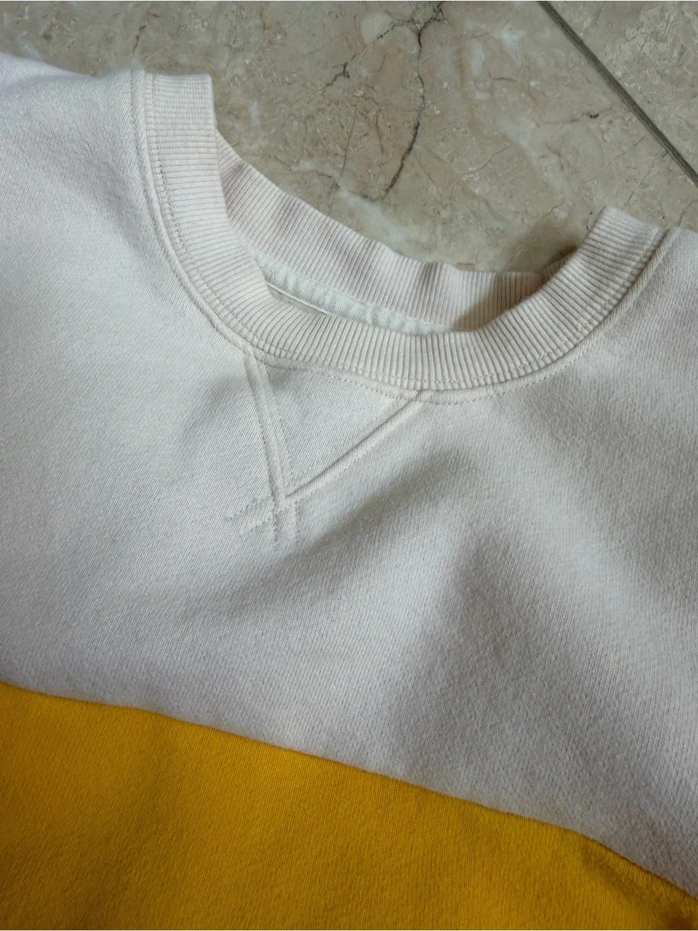 Aritzia TNA Colorblock Crewneck Sweater - Cream, Yellow & Maroon size XS